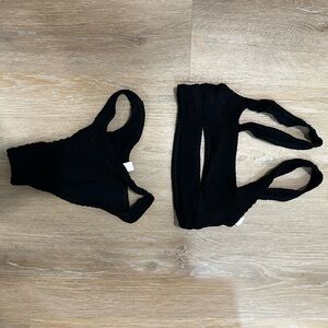 Black Knit Bralette Set